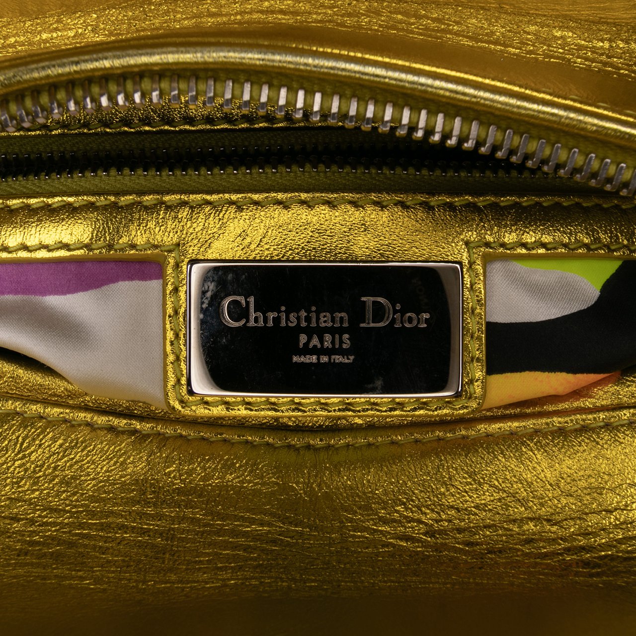 Dior Anselm Reyle Medium Metallic Lambskin Cannage Lady Dior Geel