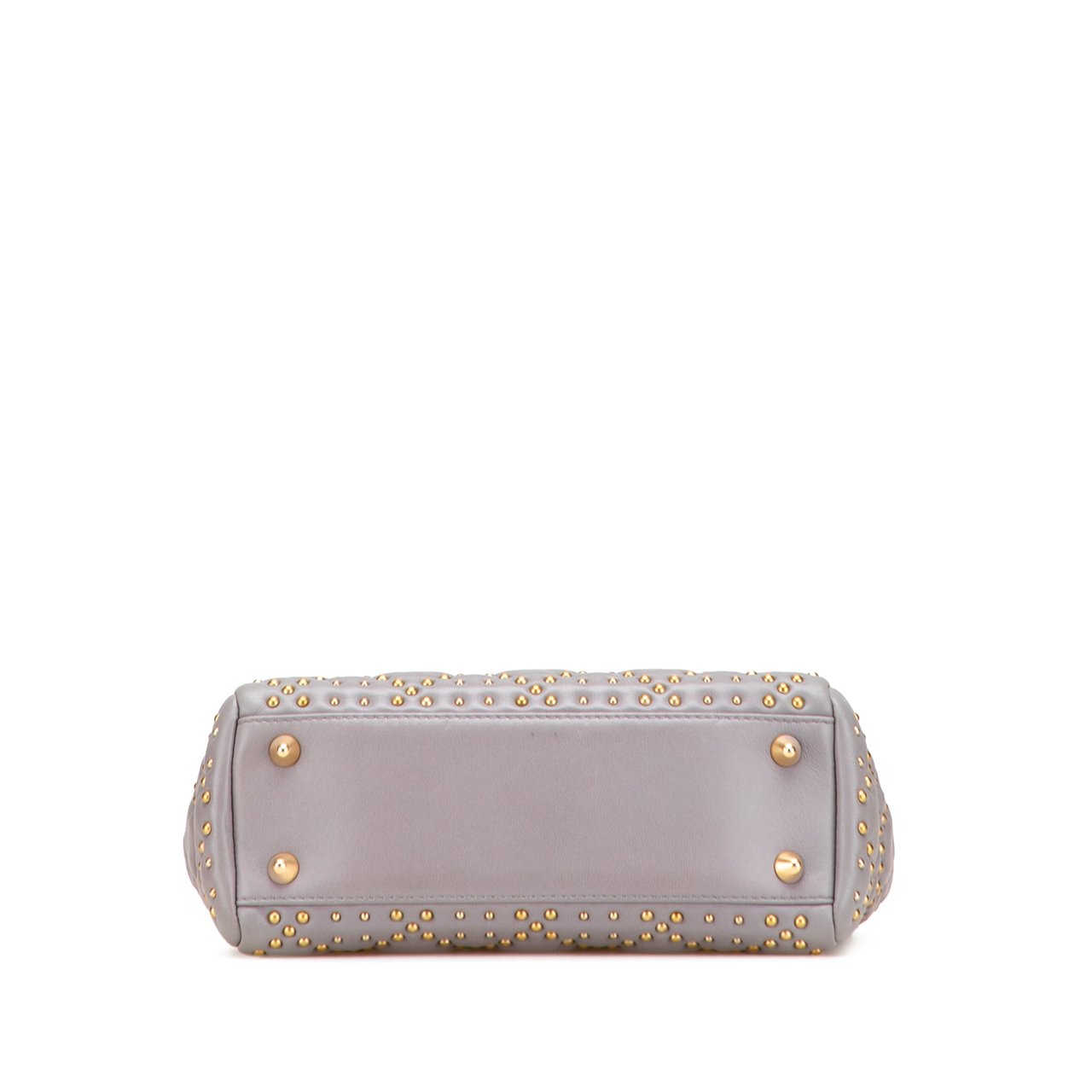 Dior Small Lambskin Cannage Studded Supple Lady Dior Grijs