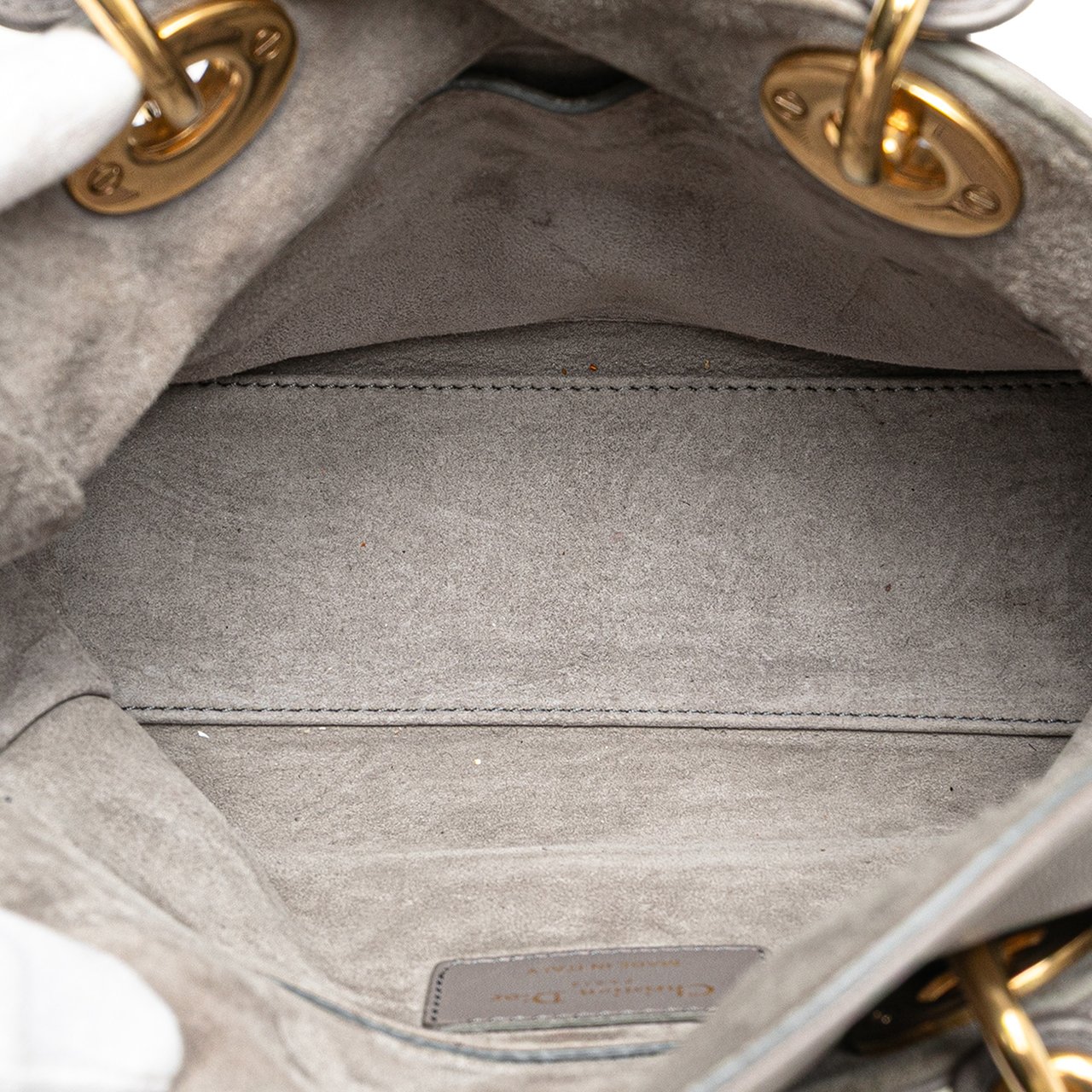 Dior Small Lambskin Cannage Studded Supple Lady Dior Grijs