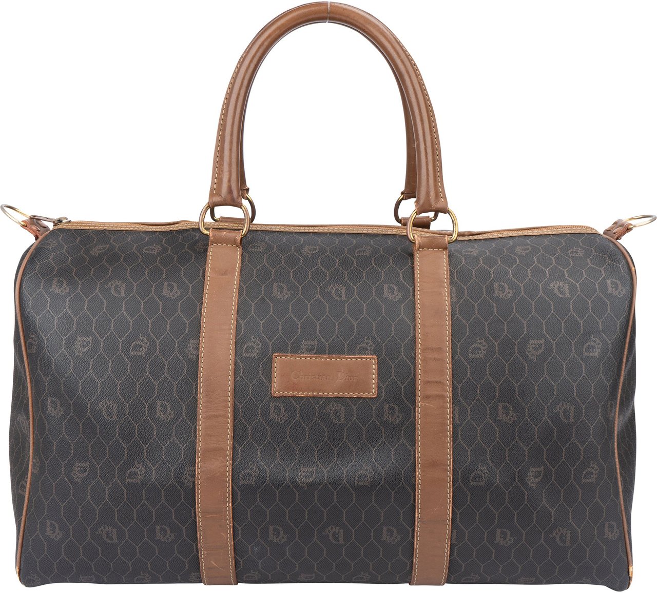 Dior Christian Dior Honeycomb Monogram 45  Duffle Bag Bruin