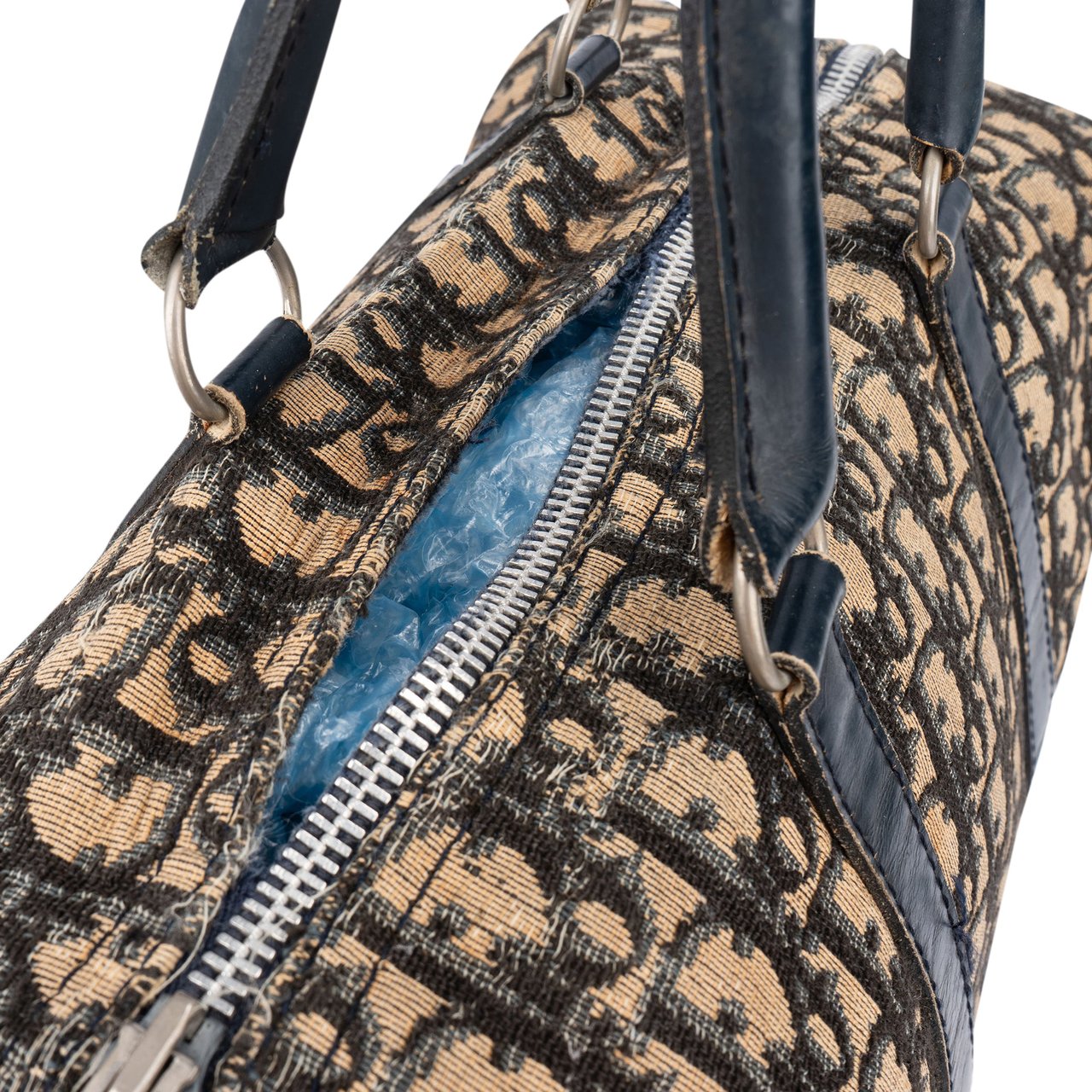 Dior Christian Dior Trotter Monogram Boston 30 Handbag Blauw