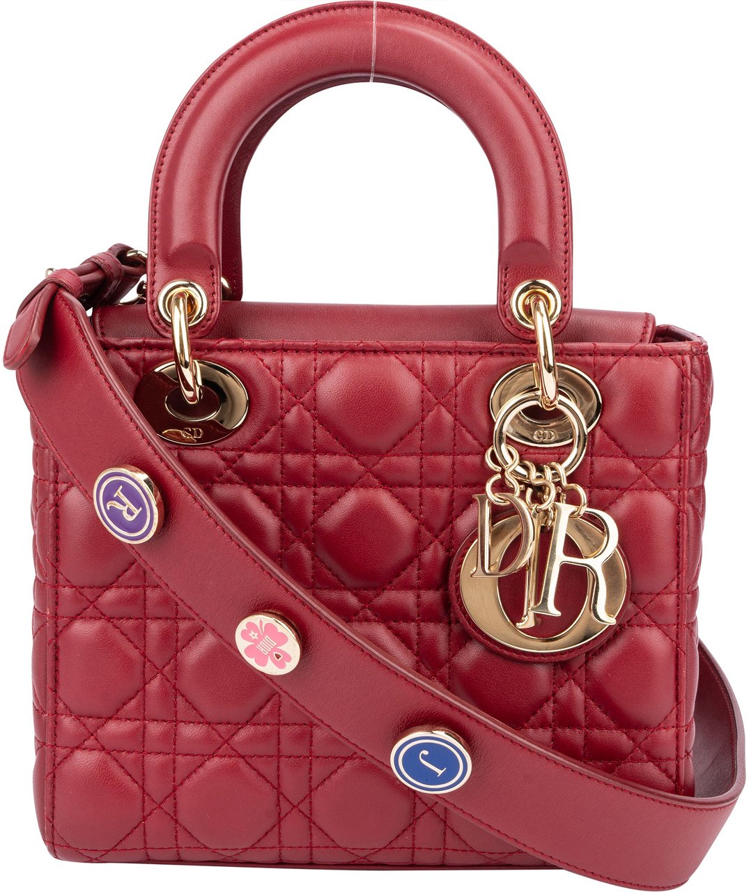 Dior Christian Dior Quilted Leather ABC Lady Dior Handbag Rood