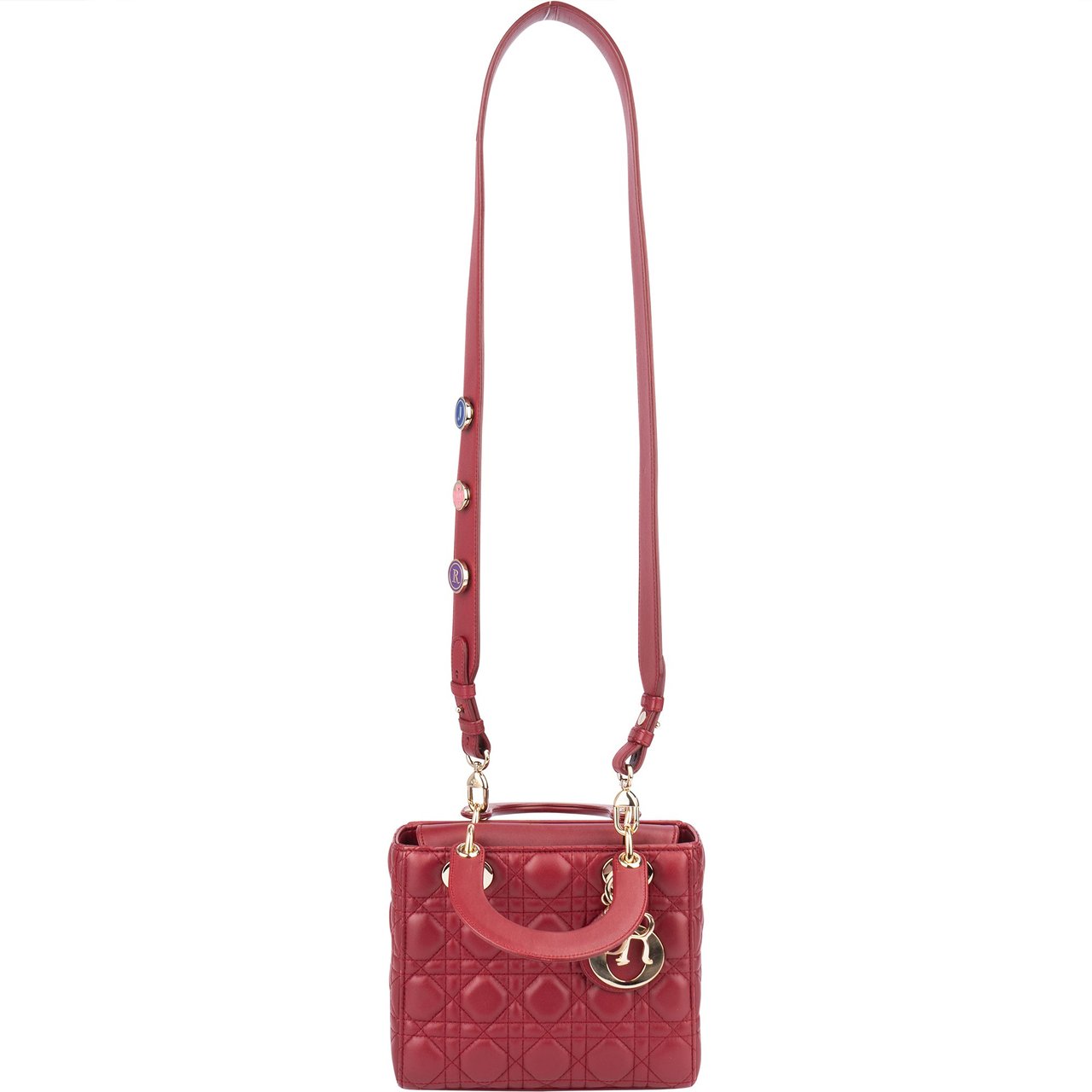 Dior Christian Dior Quilted Leather ABC Lady Dior Handbag Rood