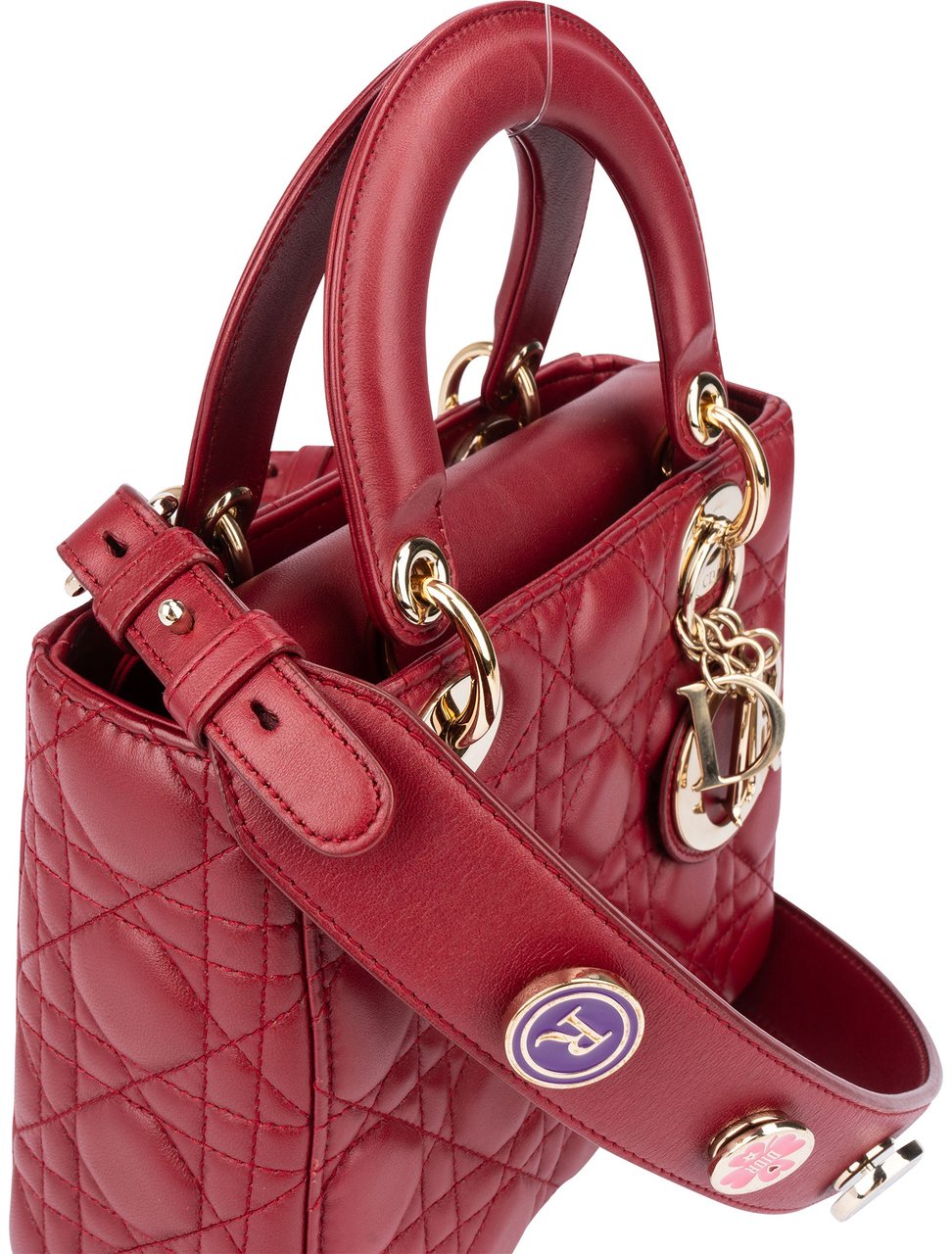 Dior Christian Dior Quilted Leather ABC Lady Dior Handbag Rood