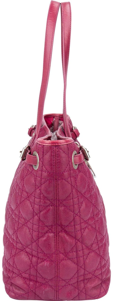 Dior Christian Dior Quilted Coated Lady Dior Shopper Handbag Roze