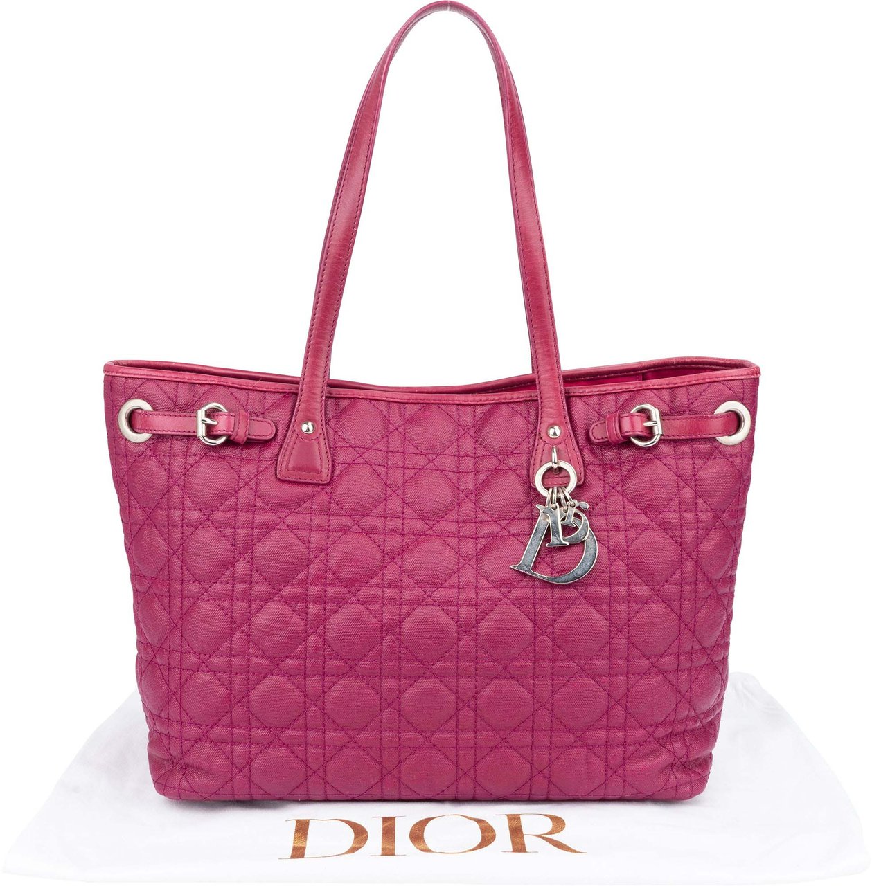 Dior Christian Dior Quilted Coated Lady Dior Shopper Handbag Roze