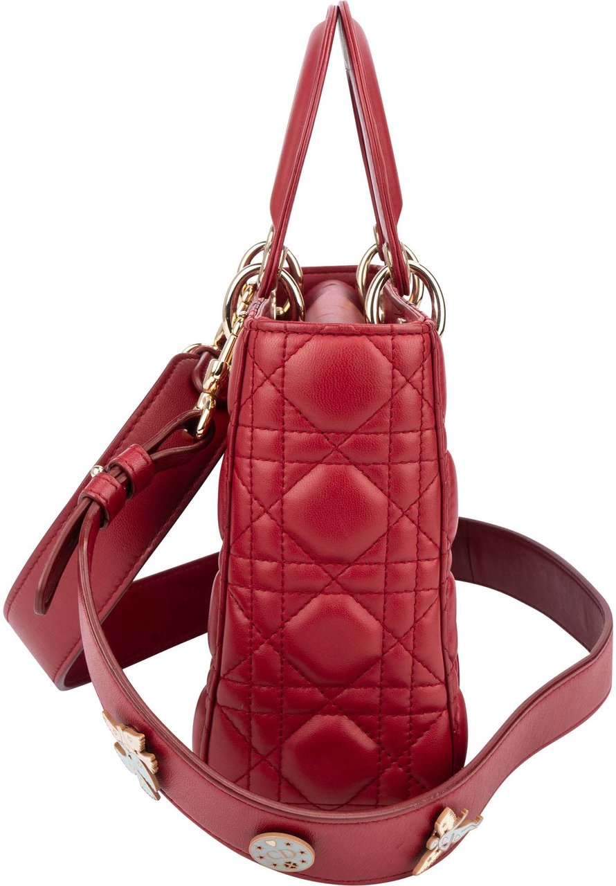 Dior Christian Dior Quilted Leather ABC Lady Dior Handbag Maroon