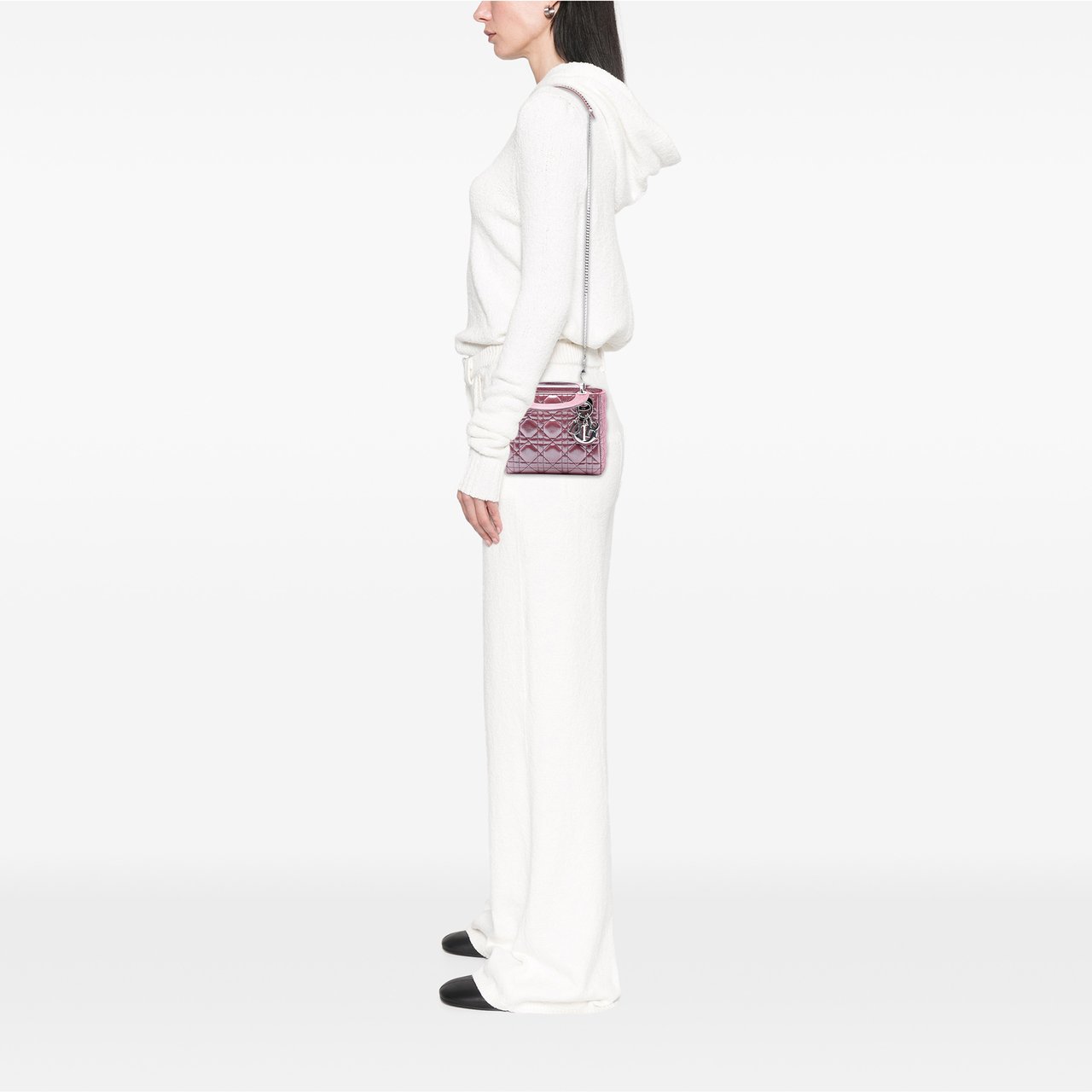 Dior Mini Iridescent Lambskin Cannage Lady Dior Roze