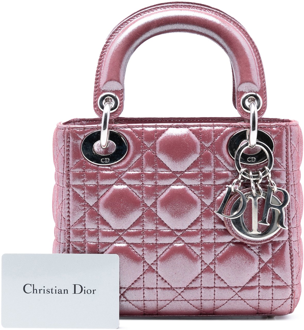 Dior Mini Iridescent Lambskin Cannage Lady Dior Roze
