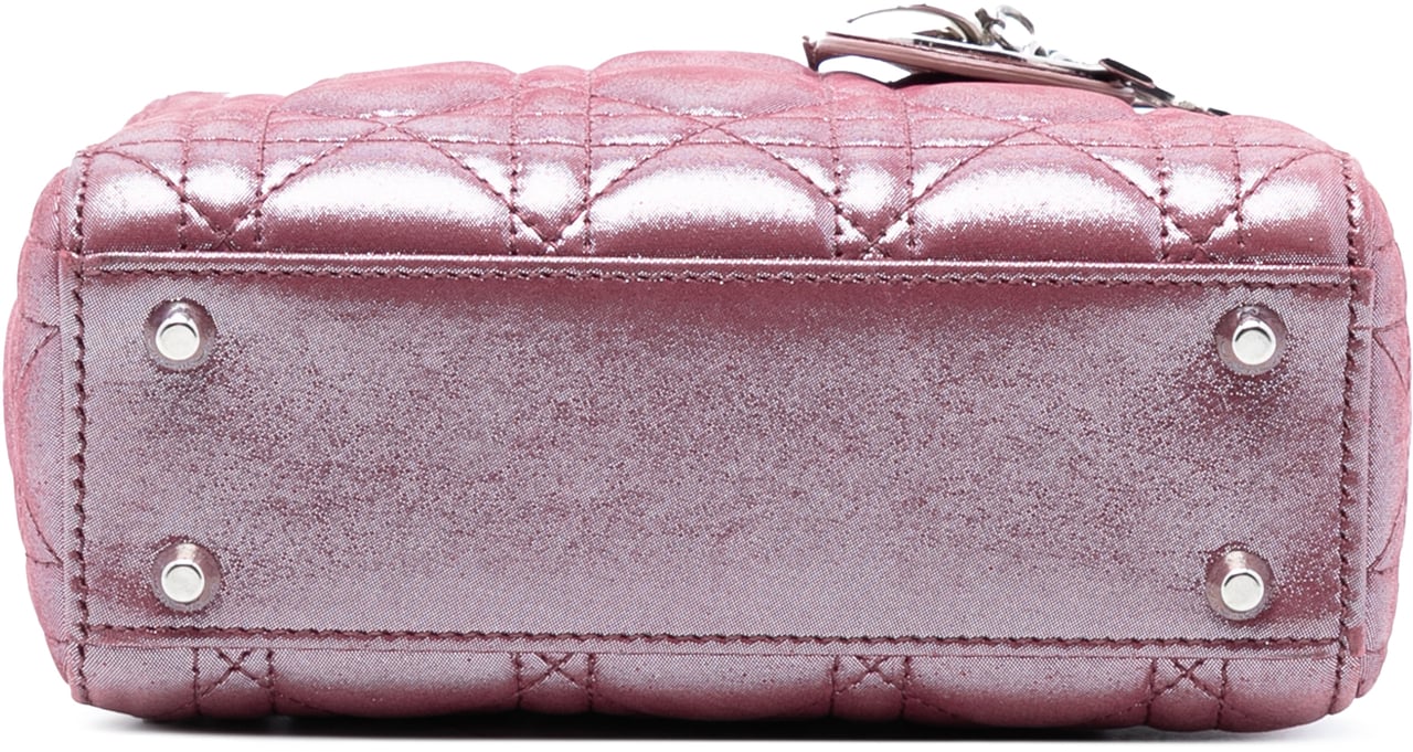 Dior Mini Iridescent Lambskin Cannage Lady Dior Roze