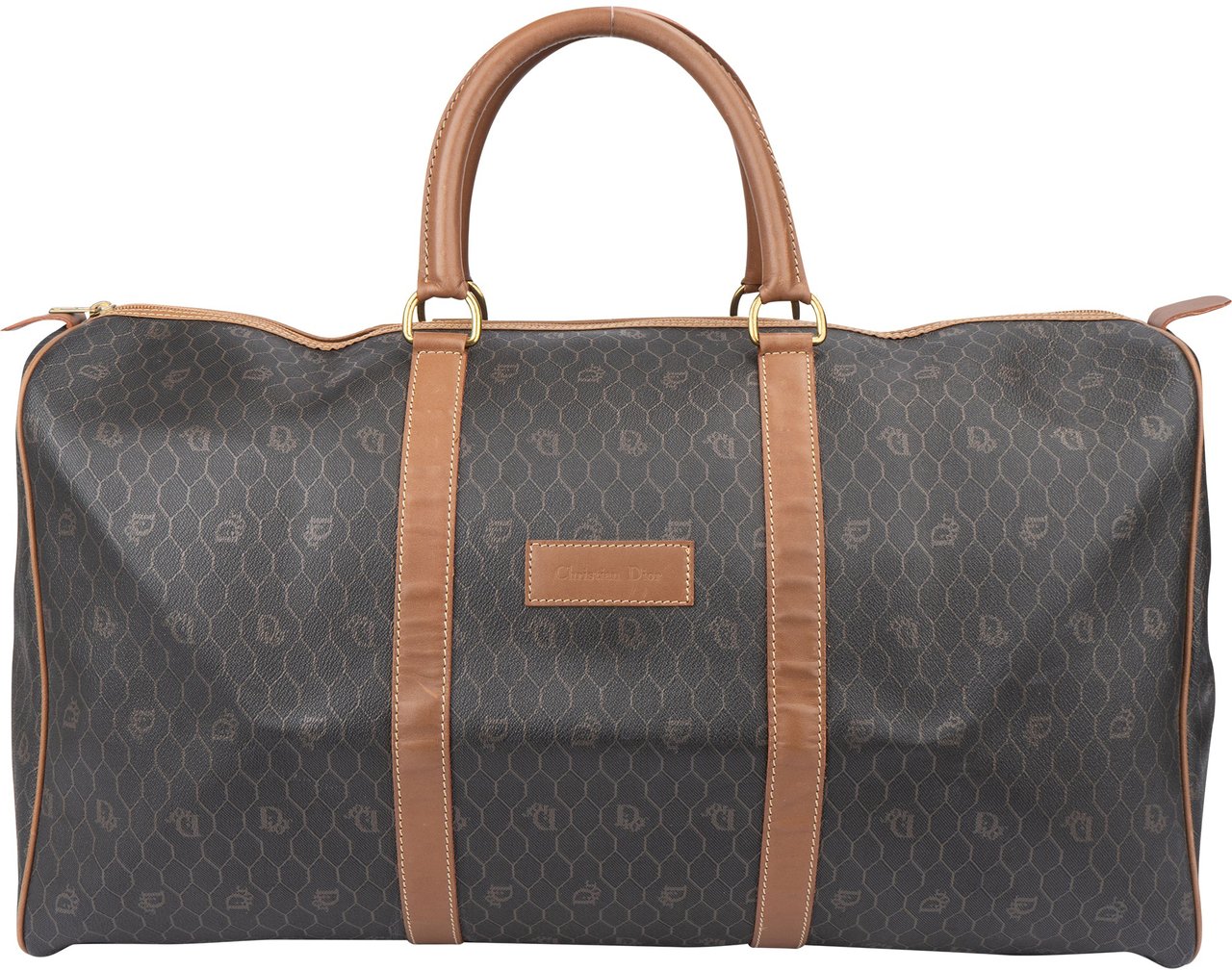Dior Christian Dior Honeycomb Monogram Duffle Bag 55 Bruin