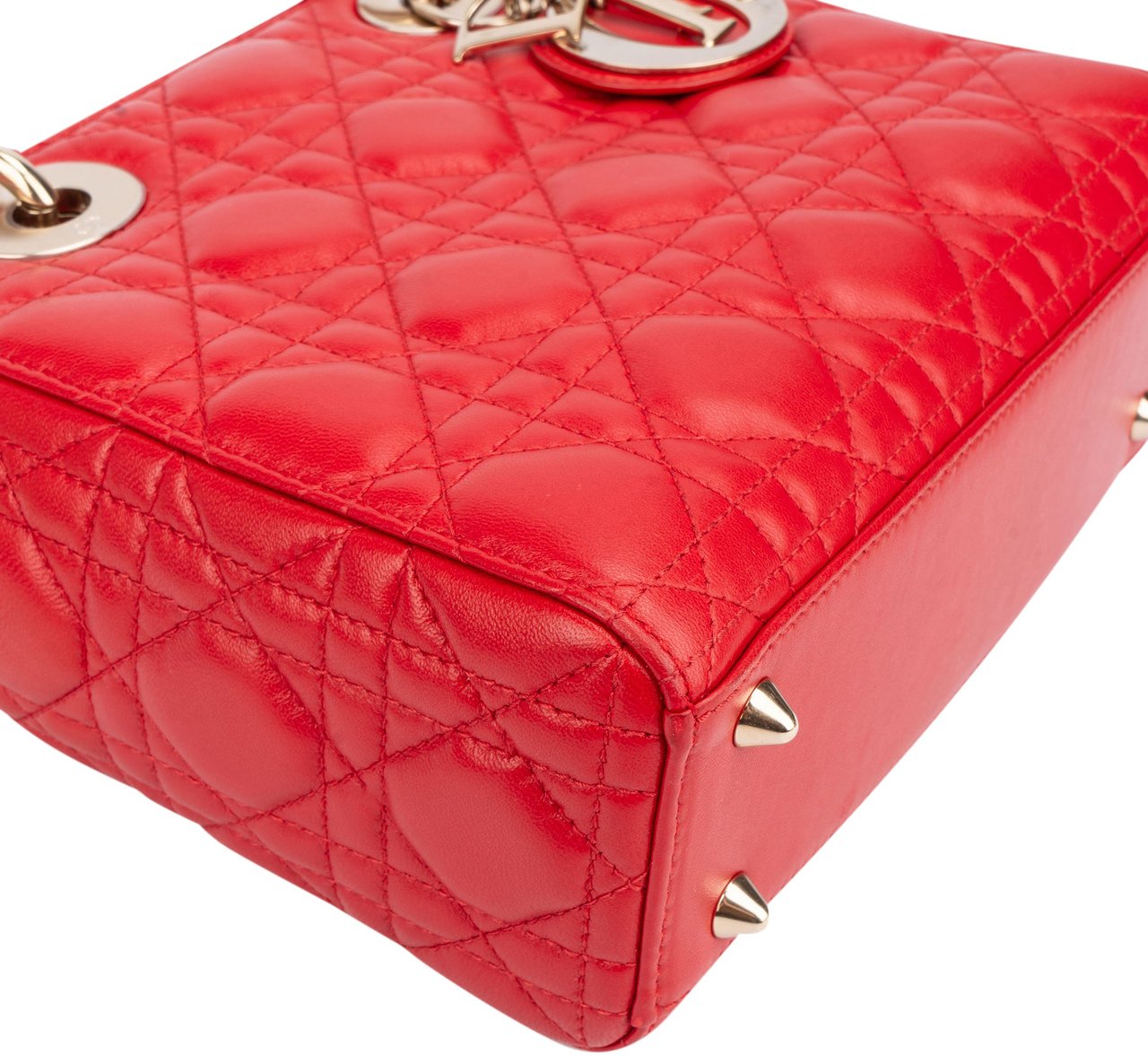 Dior Christian Dior Quilted Leather ABC Lady Dior Handbag Rood