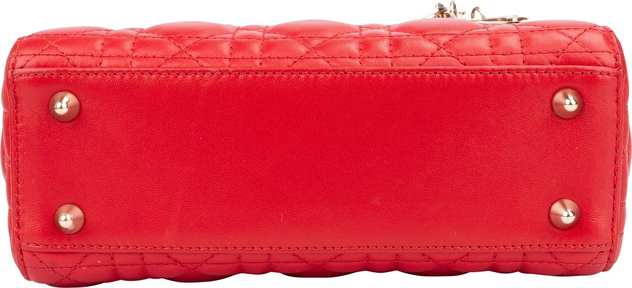 Dior Christian Dior Quilted Leather ABC Lady Dior Handbag Rood