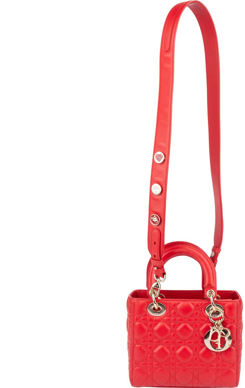 Dior Christian Dior Quilted Leather ABC Lady Dior Handbag Rood