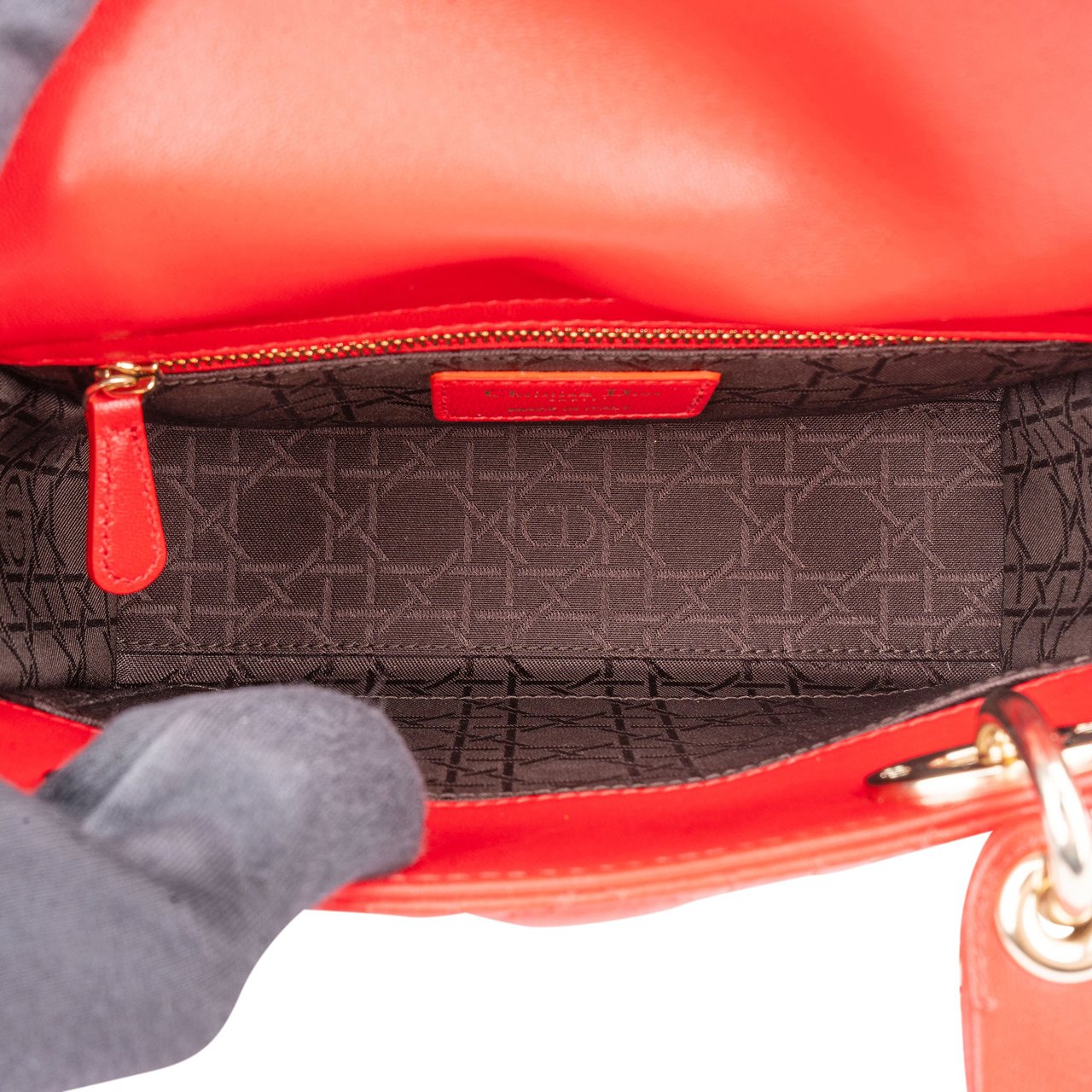 Dior Christian Dior Quilted Leather ABC Lady Dior Handbag Rood