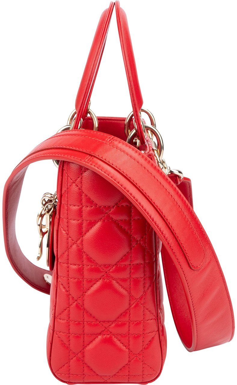 Dior Christian Dior Quilted Leather ABC Lady Dior Handbag Rood