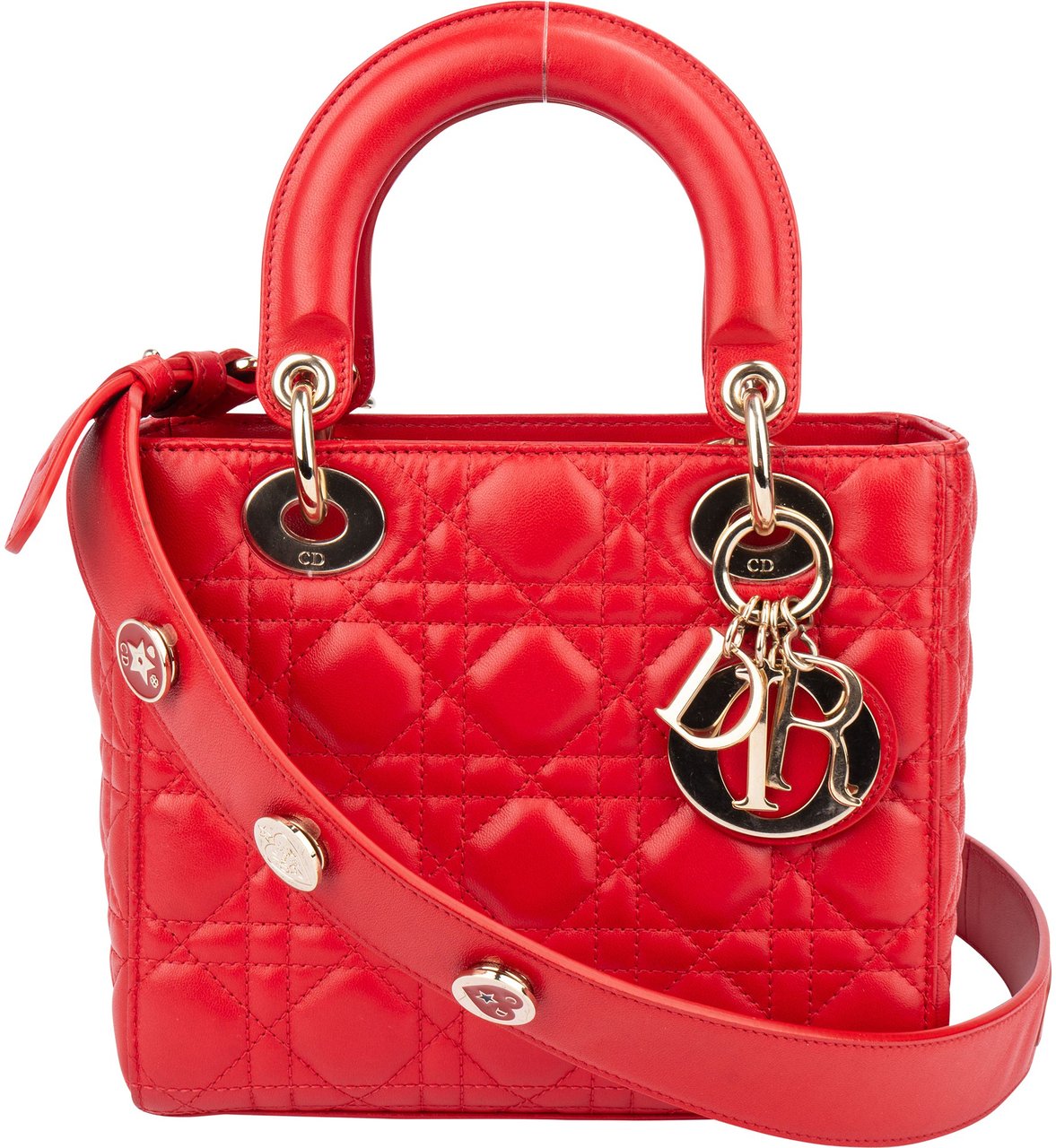 Dior Christian Dior Quilted Leather ABC Lady Dior Handbag Rood