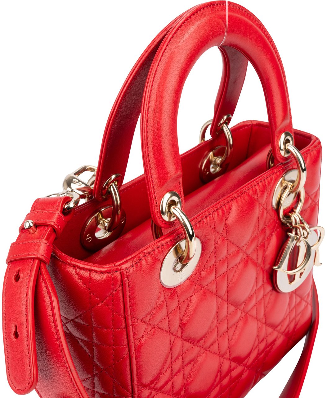 Dior Christian Dior Quilted Leather ABC Lady Dior Handbag Rood