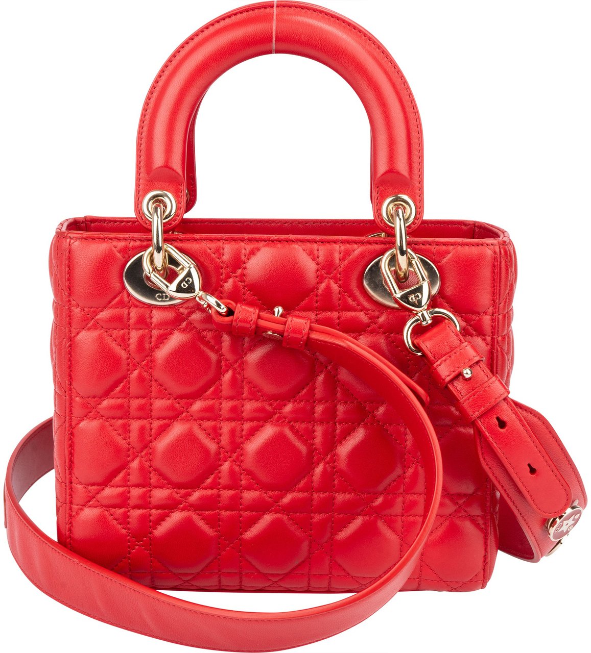 Dior Christian Dior Quilted Leather ABC Lady Dior Handbag Rood