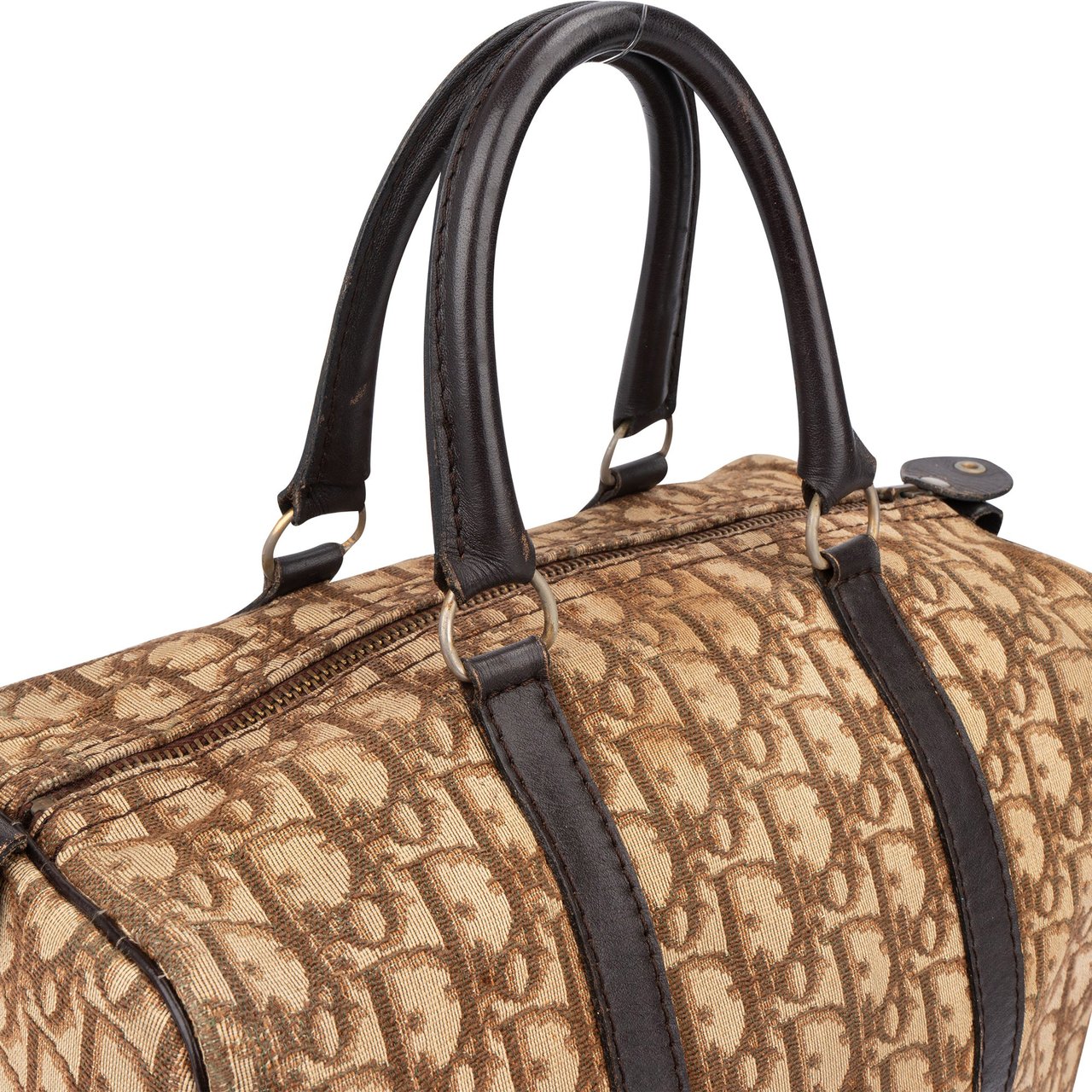 Dior Christian Dior Trotter Monogram Boston 30 Handbag Bruin