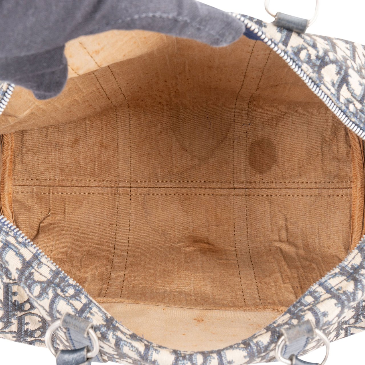 Dior Christian Dior Trotter Monogram Boston 40 Handbag Blauw