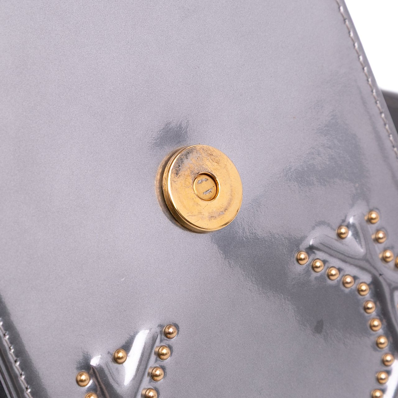 Dior Metallic Studded Calfskin Vertical Diorama Zilver