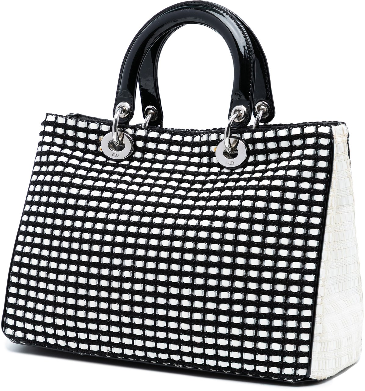 Dior Medium Patent and Tweed Diorissimo Satchel Zwart