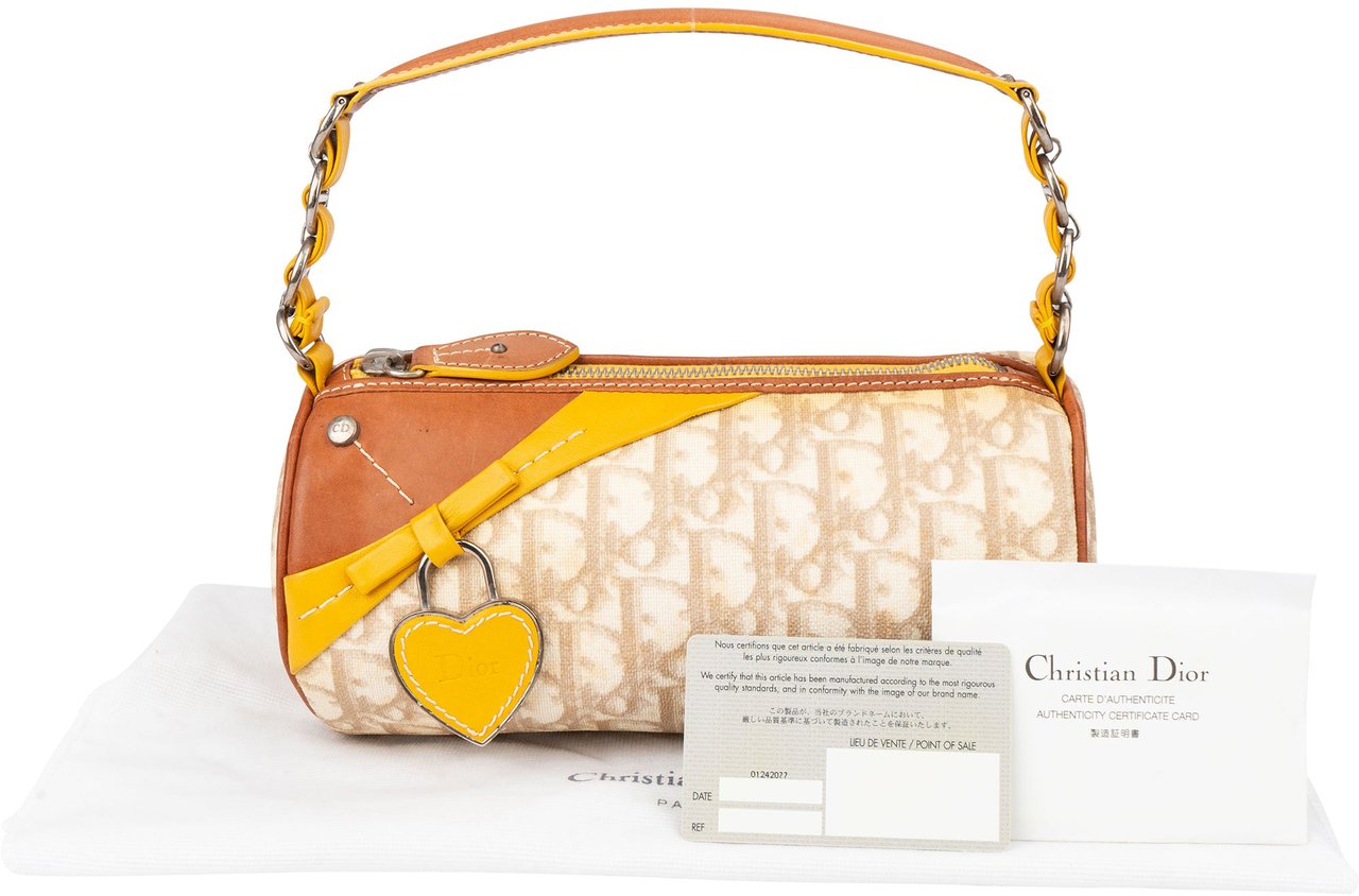 Dior Christian Dior Trotter Monogram Lovely Bowling Handbag Beige