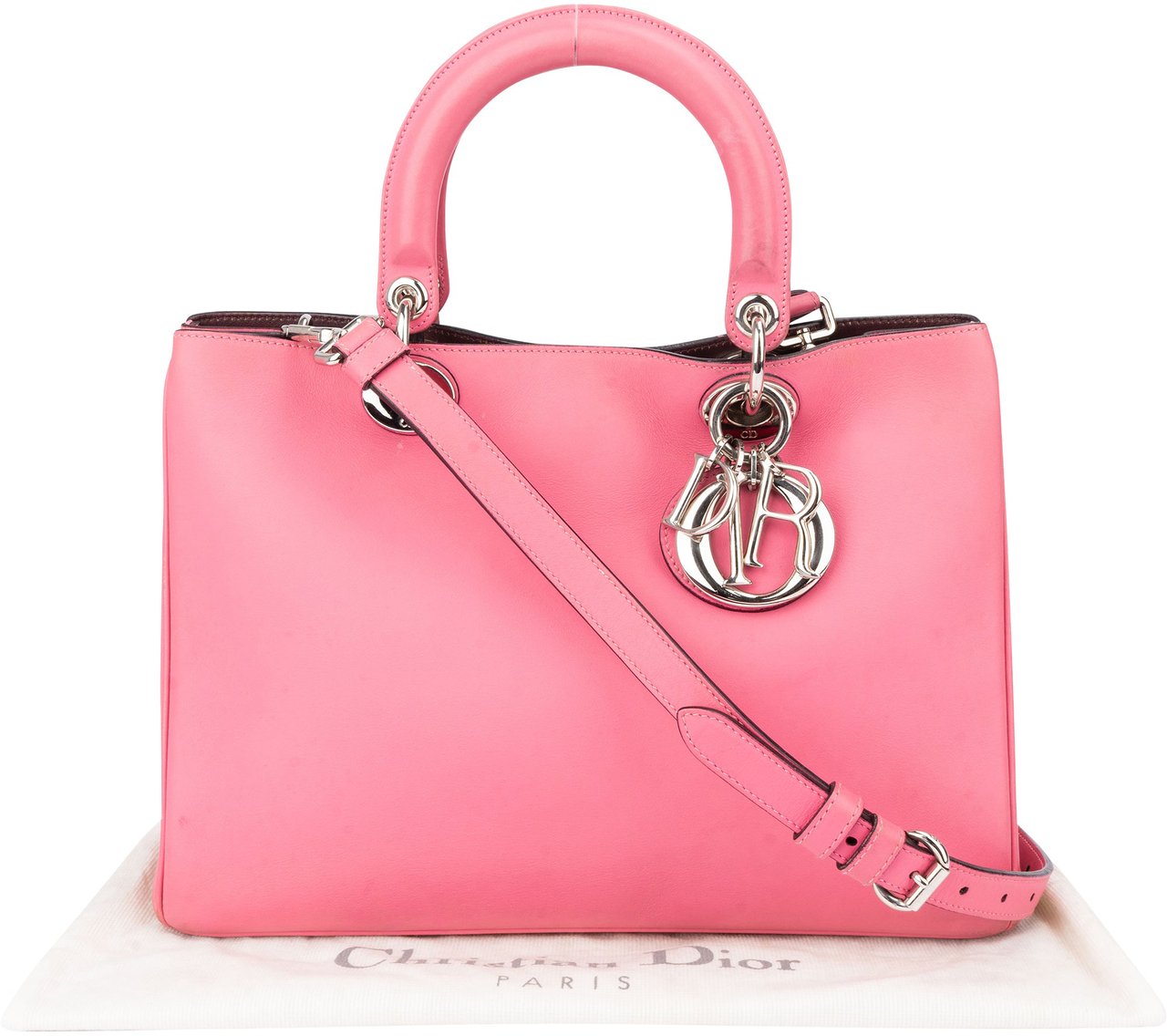 Dior Christian Dior Pink Leather Diorissimo Handbag Rood