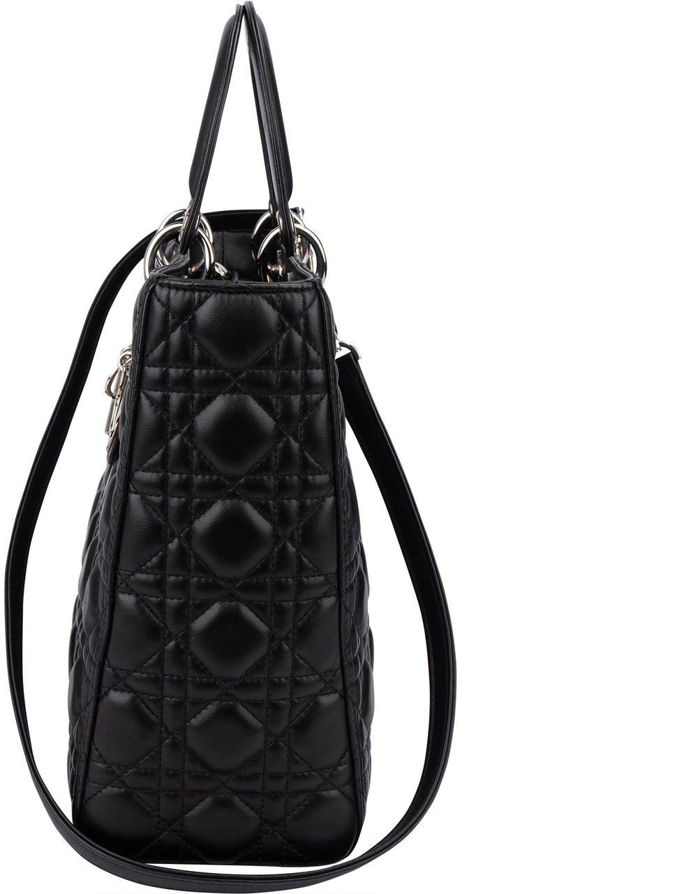 Dior Christian Dior Quilted Leather Lady Dior Handbag Zwart