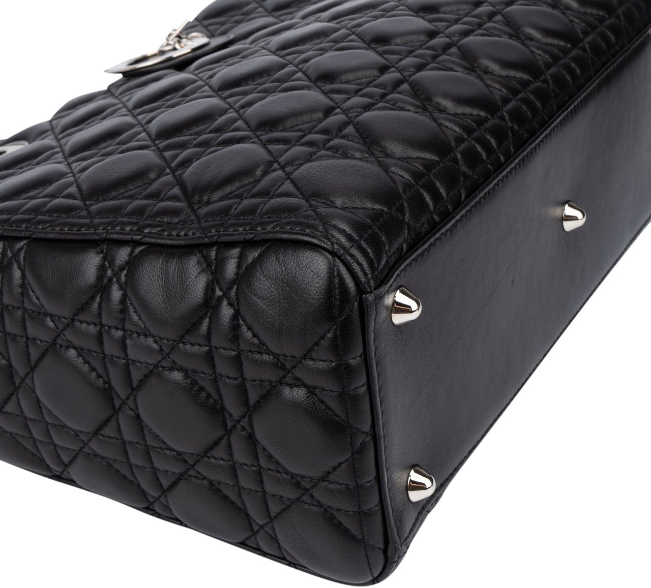 Dior Christian Dior Quilted Leather Lady Dior Handbag Zwart