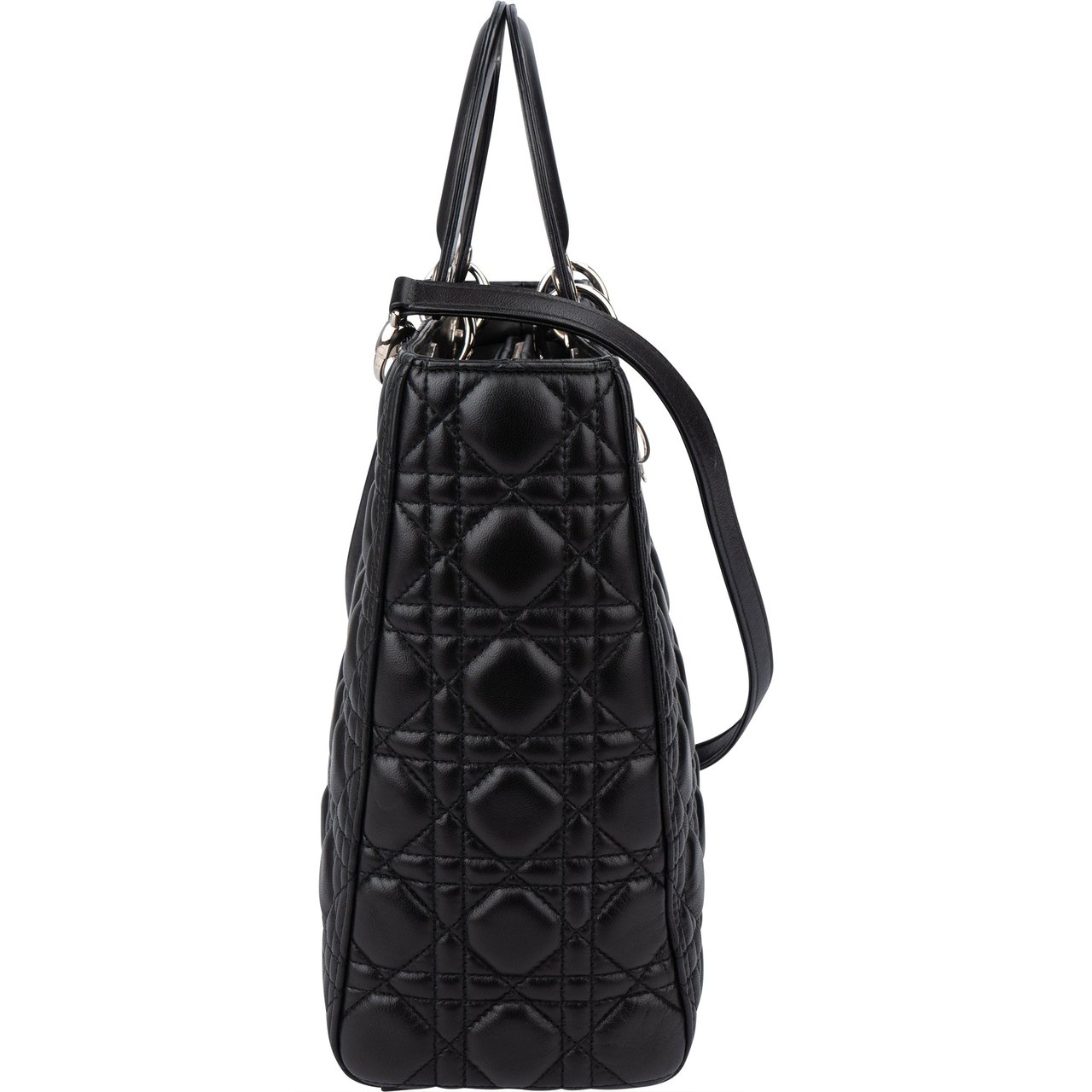 Dior Christian Dior Quilted Leather Lady Dior Handbag Zwart