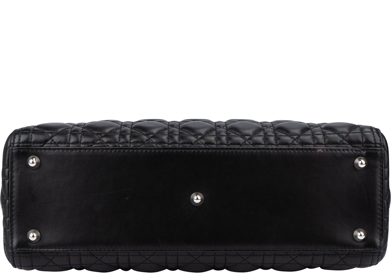 Dior Christian Dior Quilted Leather Lady Dior Handbag Zwart