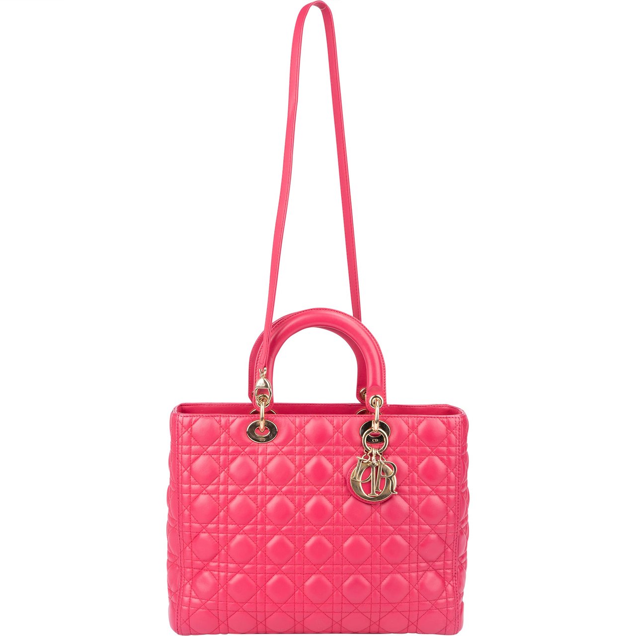 Dior Christian Dior Quilted Leather Lady Dior Handbag Rood