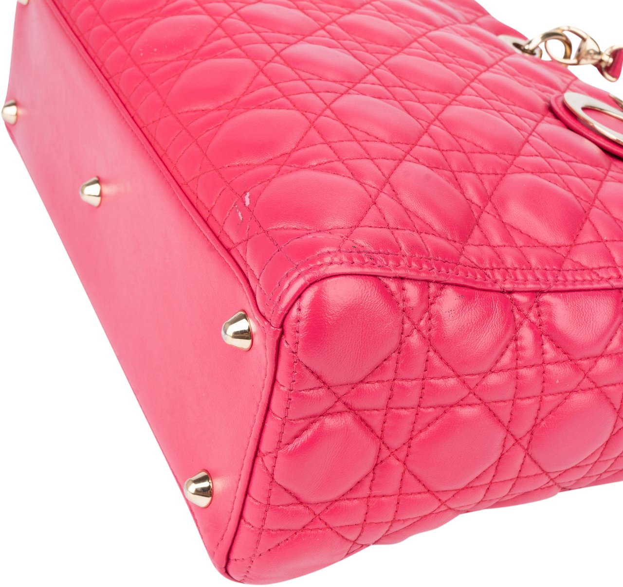 Dior Christian Dior Quilted Leather Lady Dior Handbag Rood