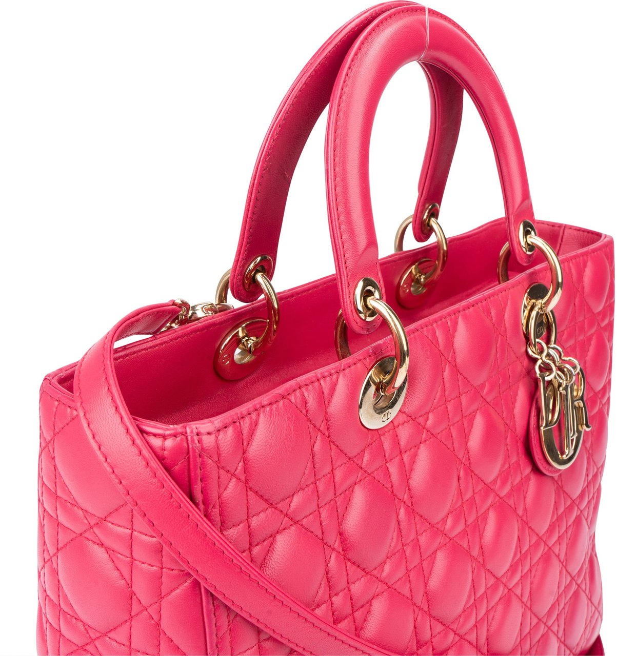 Dior Christian Dior Quilted Leather Lady Dior Handbag Rood