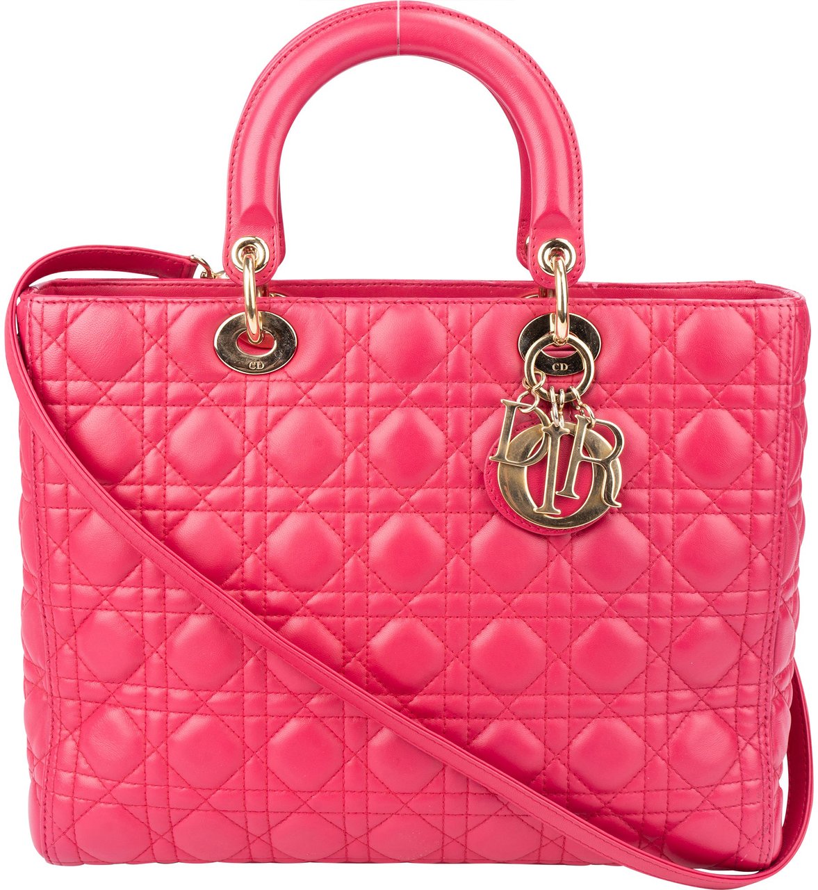 Dior Christian Dior Quilted Leather Lady Dior Handbag Rood