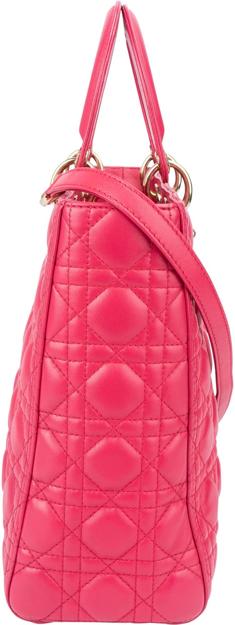 Dior Christian Dior Quilted Leather Lady Dior Handbag Rood