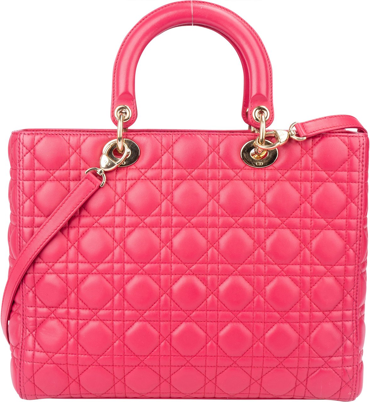 Dior Christian Dior Quilted Leather Lady Dior Handbag Rood