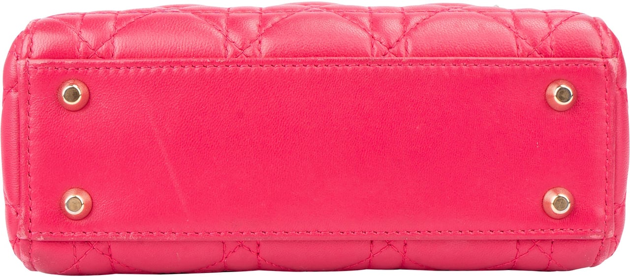 Dior Christian Dior Quilted Leather Mini Lady Dior Handbag Roze