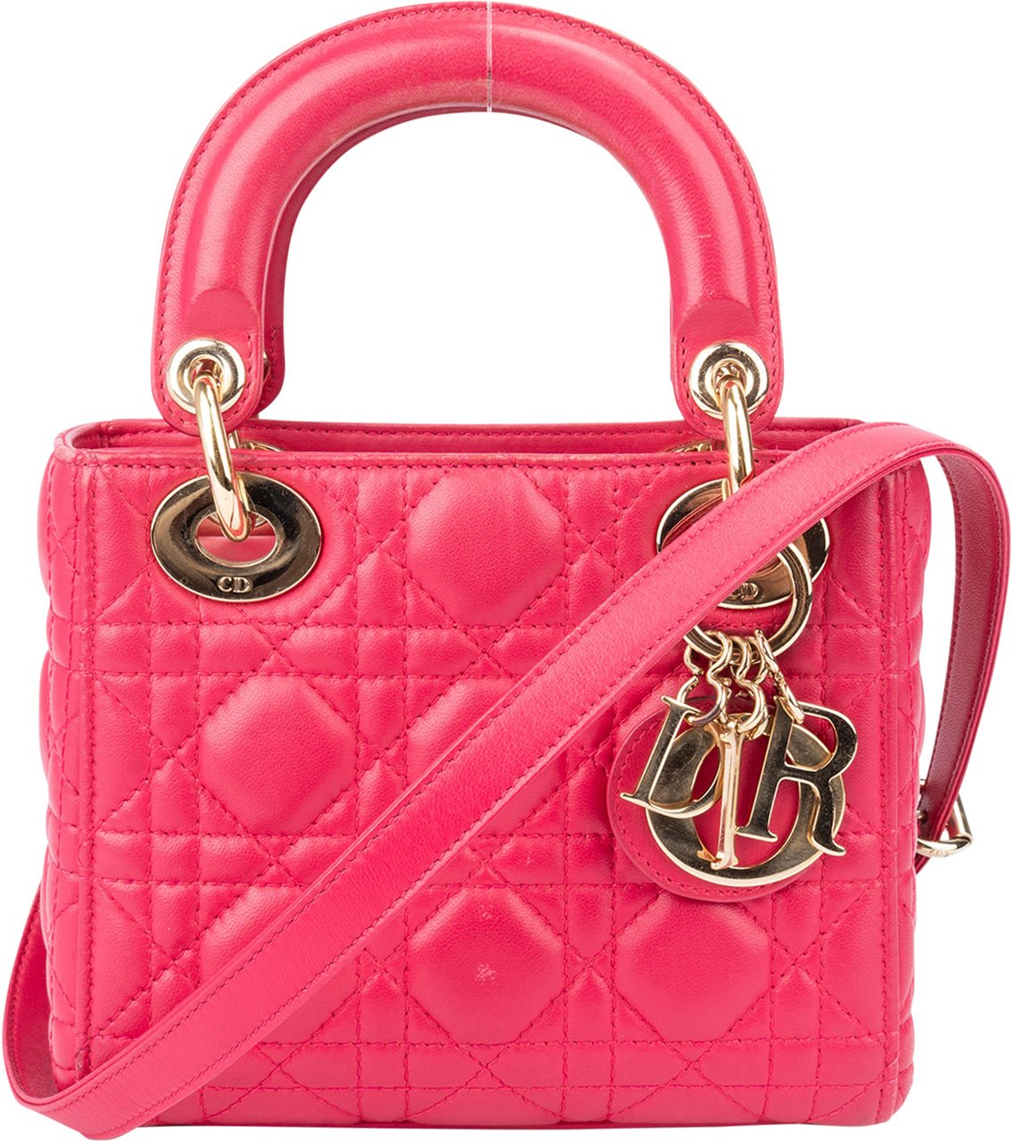 Dior Christian Dior Quilted Leather Mini Lady Dior Handbag Rood