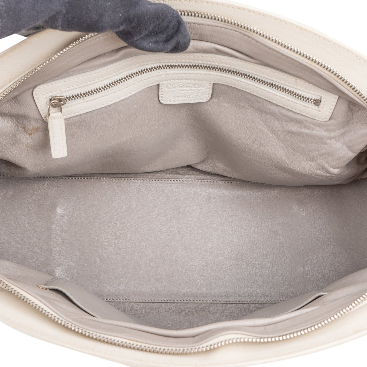 Dior Christian Dior White Leather My Dior Frame Handbag Wit