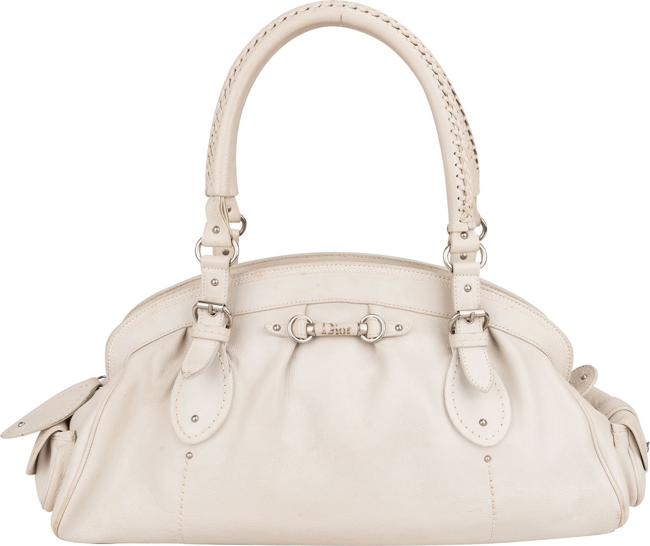 Dior Christian Dior White Leather My Dior Frame Handbag Wit