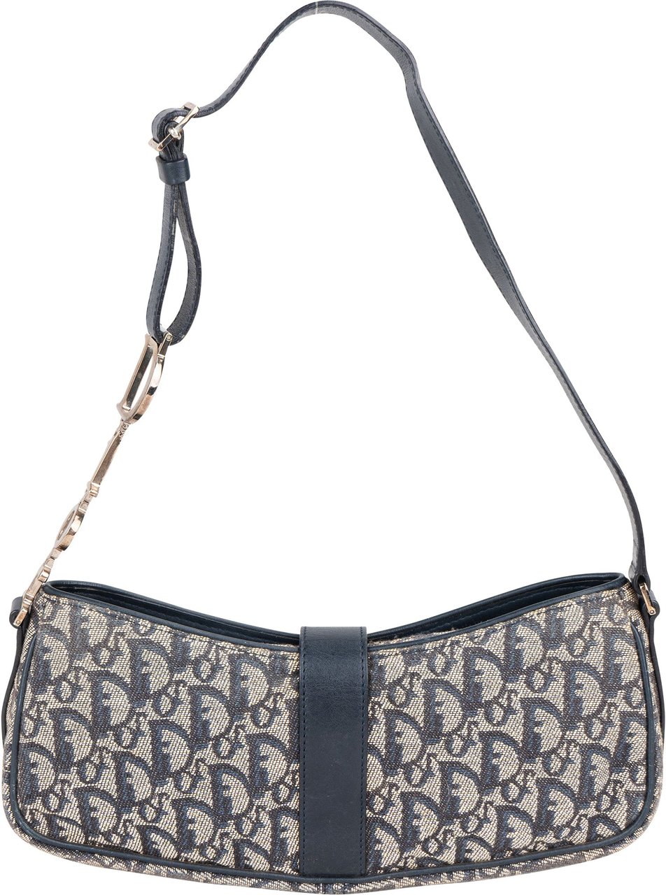 Dior Christian Dior Trotter Monogram Baguette Shoulder Bag Zwart