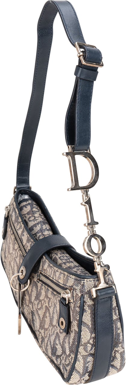 Dior Christian Dior Trotter Monogram Baguette Shoulder Bag Zwart