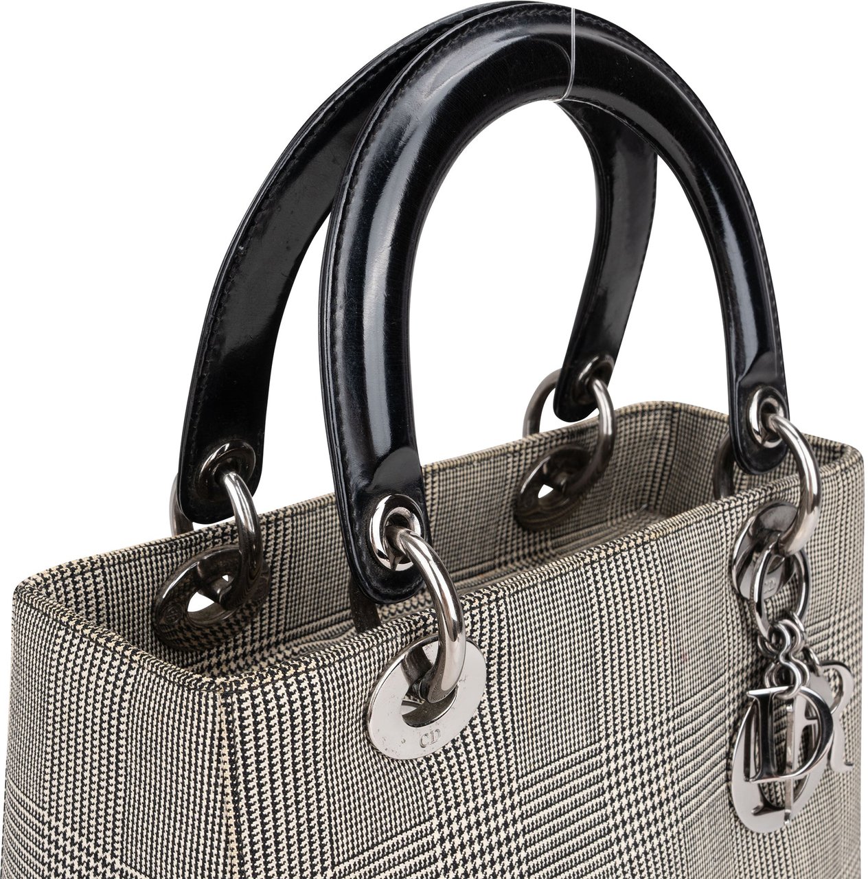 Dior Christian Dior Grey Lady Dior Houndstooth Handbag Divers
