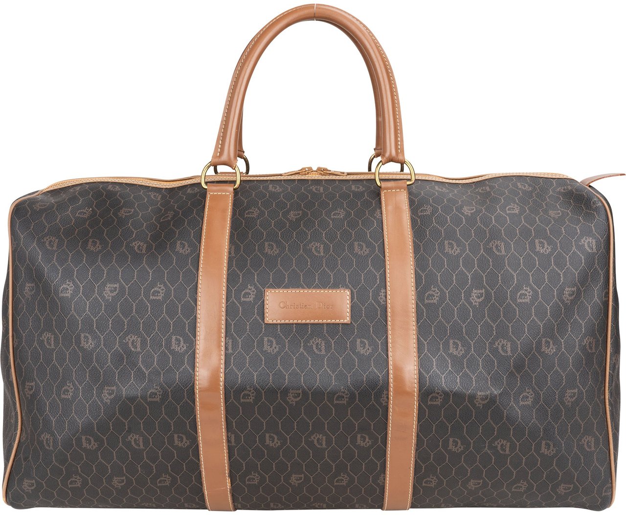 Dior Christian Dior Honeycomb Monogram Duffle Bag 55 Bruin