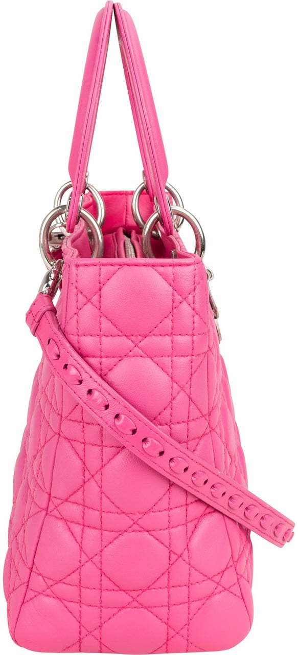 Dior Christian Dior Quilted Leather Lady Dior Handbag Rood