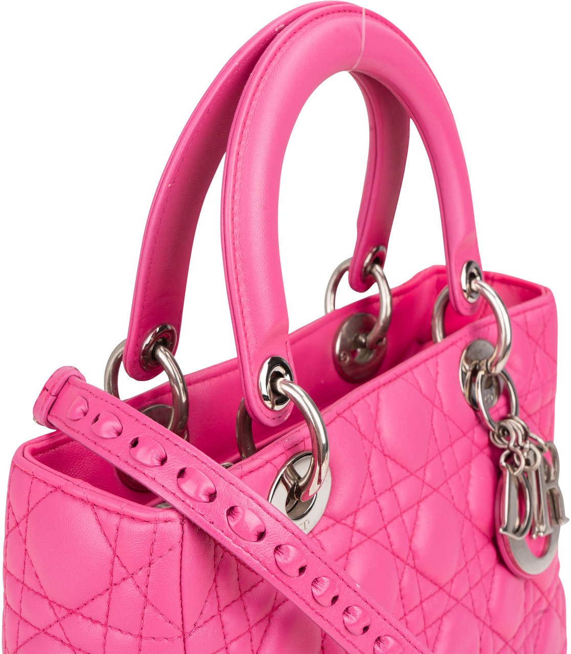 Dior Christian Dior Quilted Leather Lady Dior Handbag Rood