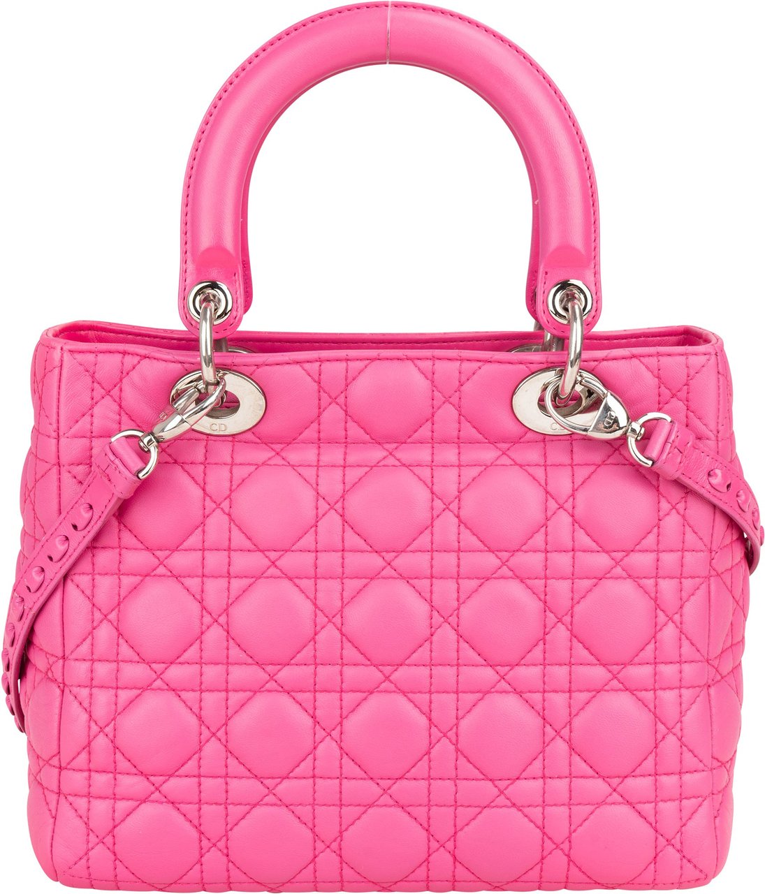 Dior Christian Dior Quilted Leather Lady Dior Handbag Rood